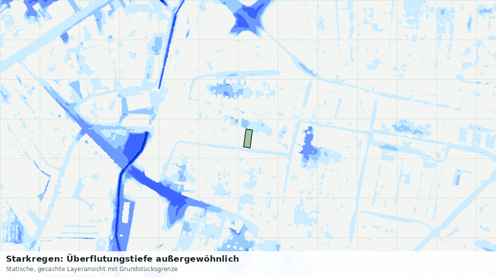 Statische Kartenansicht: Starkregen: Überflutungstiefe außergewöhnlich