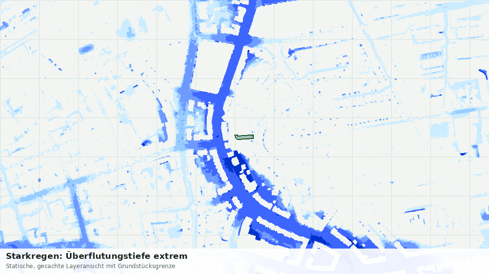 Statische Kartenansicht: Starkregen: Überflutungstiefe extrem