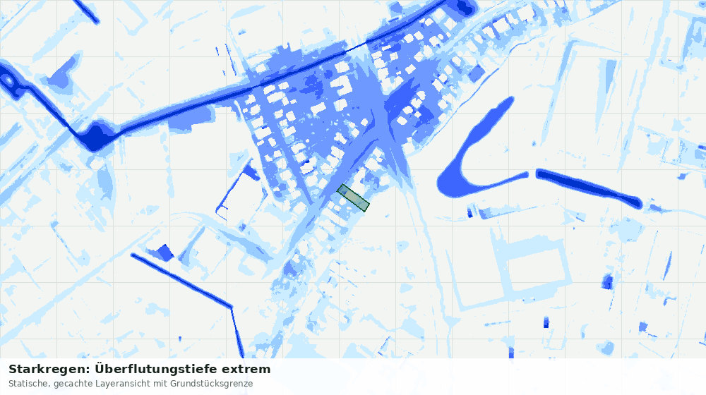 Statische Kartenansicht: Starkregen: Überflutungstiefe extrem