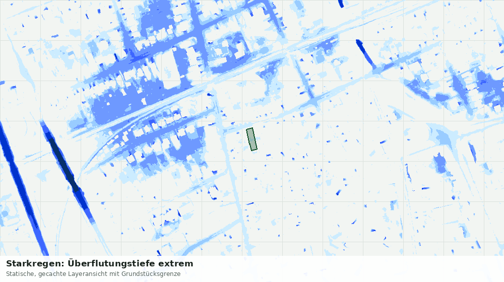 Statische Kartenansicht: Starkregen: Überflutungstiefe extrem