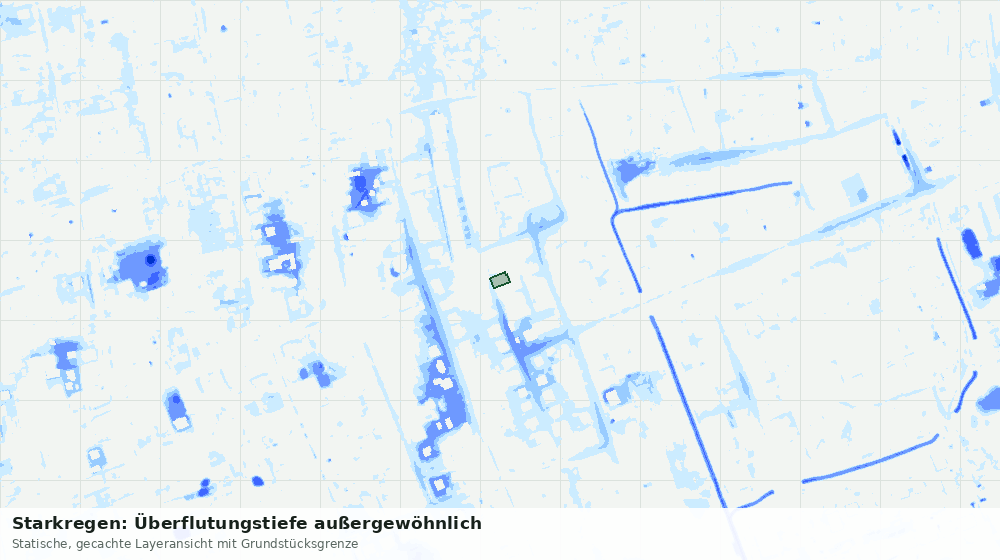 Statische Kartenansicht: Starkregen: Überflutungstiefe außergewöhnlich