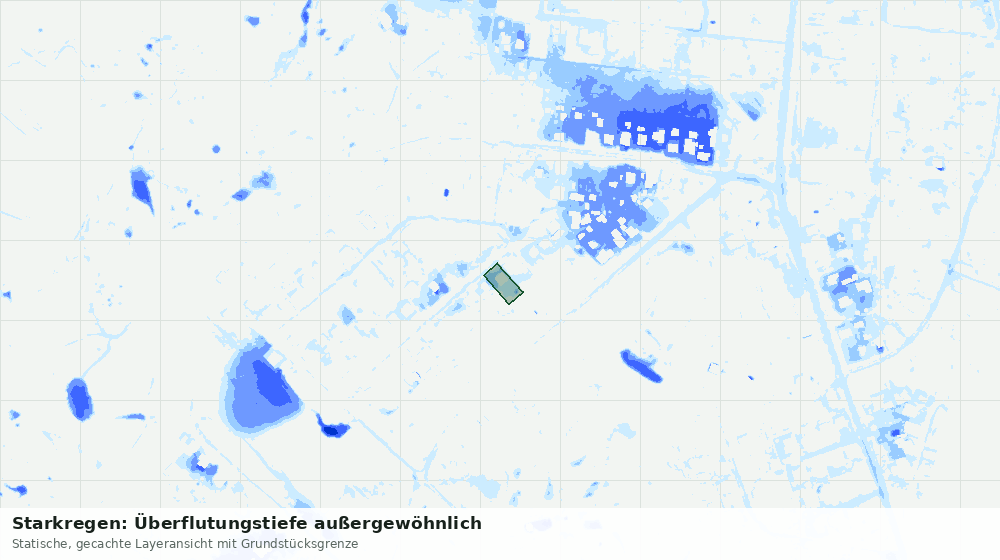 Statische Kartenansicht: Starkregen: Überflutungstiefe außergewöhnlich