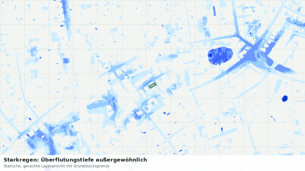Statische Kartenansicht: Starkregen: Überflutungstiefe außergewöhnlich