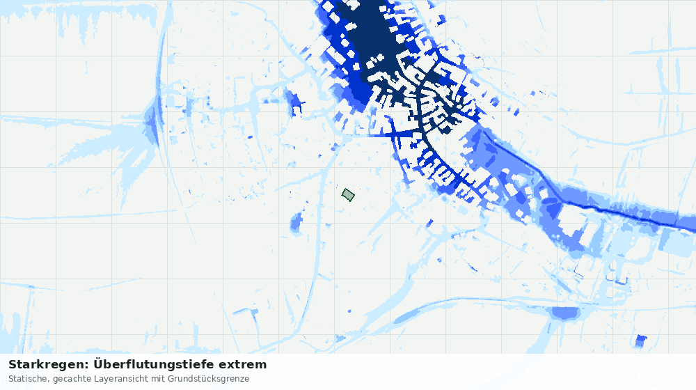 Statische Kartenansicht: Starkregen: Überflutungstiefe extrem