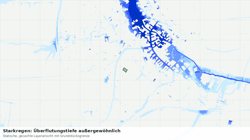 Statische Kartenansicht: Starkregen: Überflutungstiefe außergewöhnlich