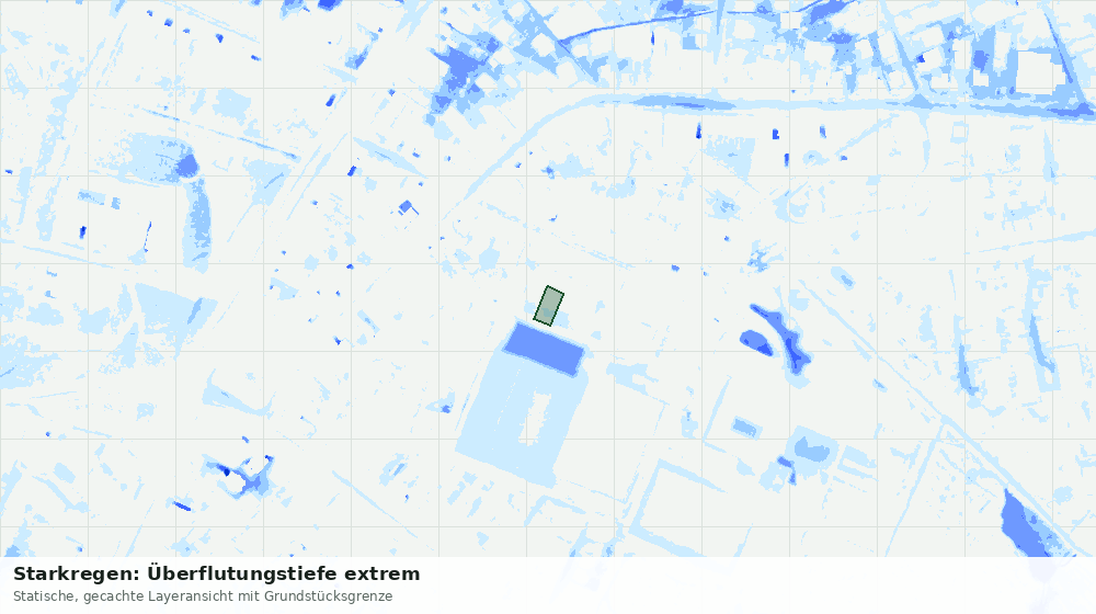 Statische Kartenansicht: Starkregen: Überflutungstiefe extrem