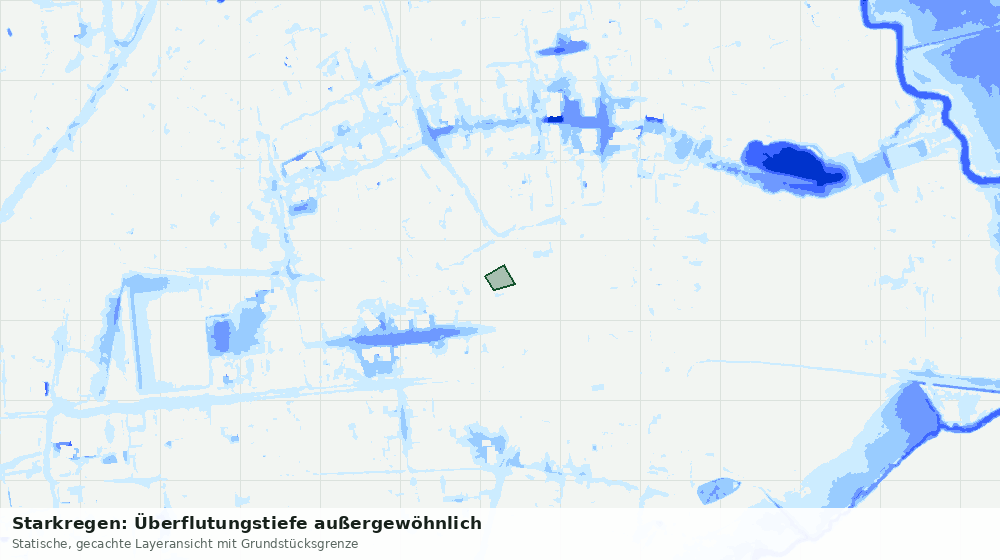 Statische Kartenansicht: Starkregen: Überflutungstiefe außergewöhnlich