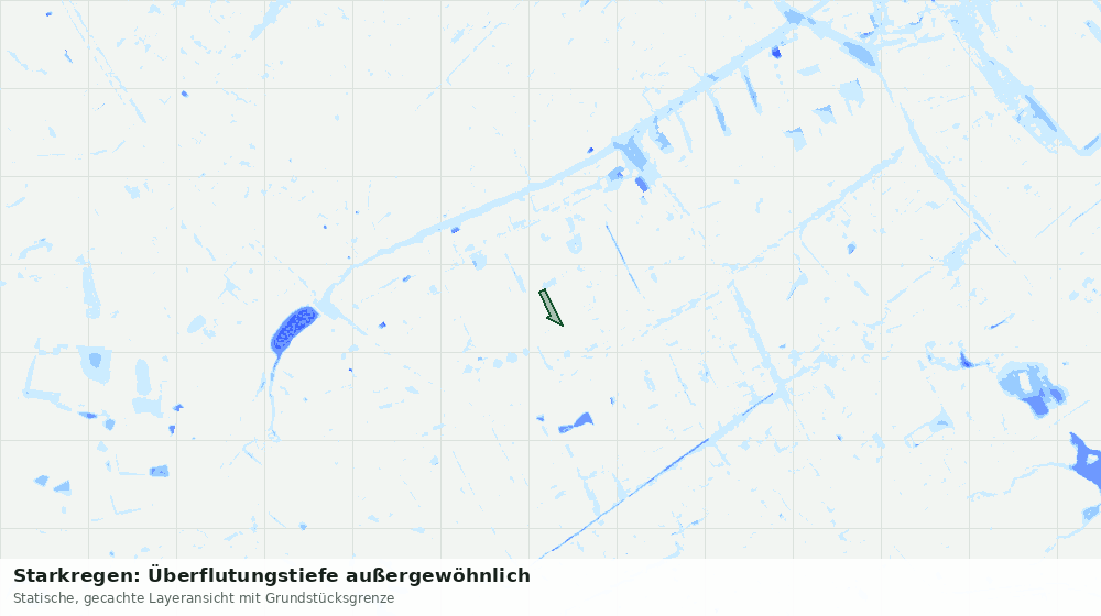 Statische Kartenansicht: Starkregen: Überflutungstiefe außergewöhnlich