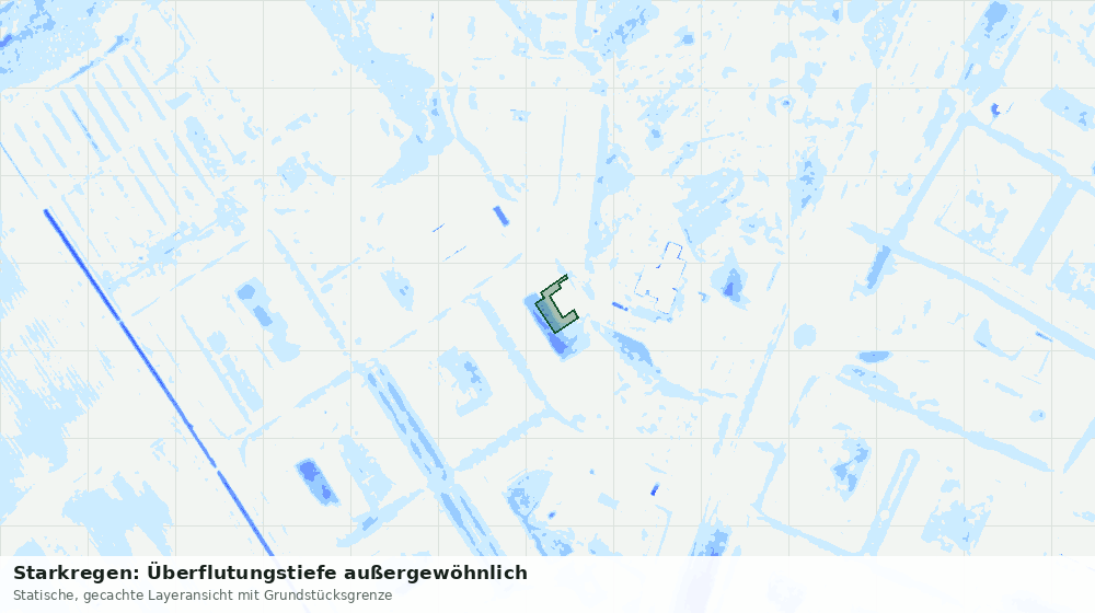 Statische Kartenansicht: Starkregen: Überflutungstiefe außergewöhnlich