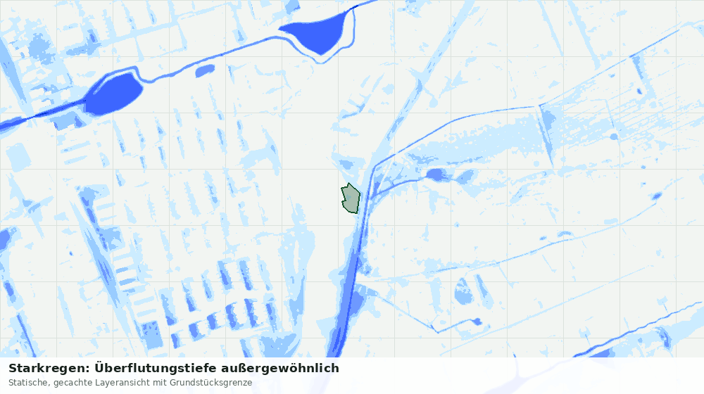 Statische Kartenansicht: Starkregen: Überflutungstiefe außergewöhnlich