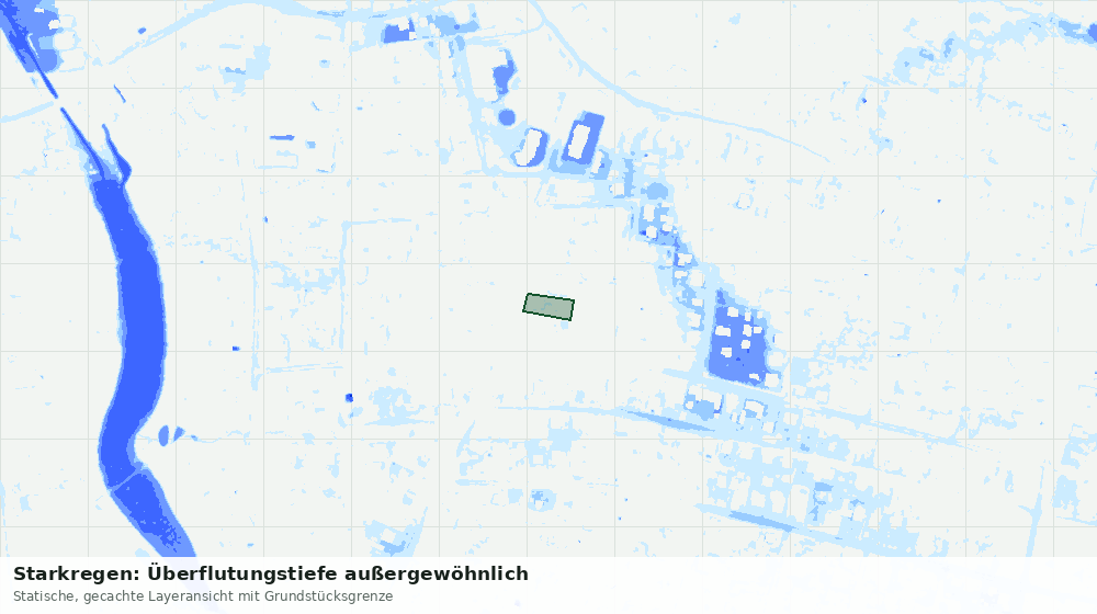 Statische Kartenansicht: Starkregen: Überflutungstiefe außergewöhnlich