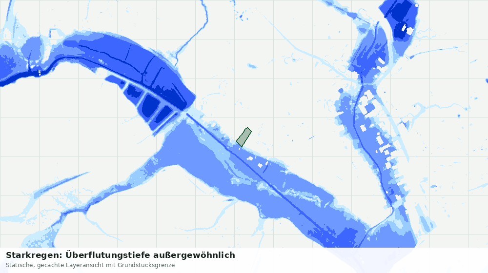 Statische Kartenansicht: Starkregen: Überflutungstiefe außergewöhnlich