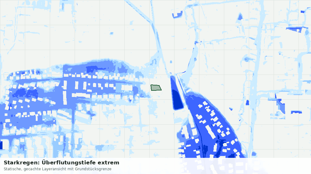 Statische Kartenansicht: Starkregen: Überflutungstiefe extrem