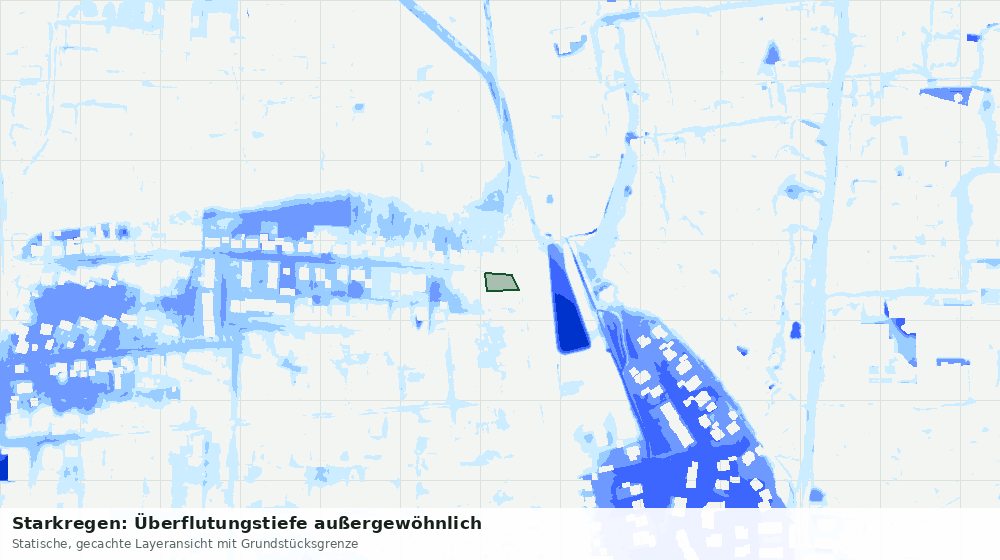 Statische Kartenansicht: Starkregen: Überflutungstiefe außergewöhnlich