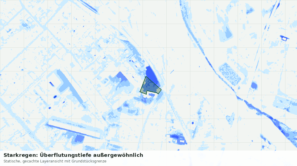 Statische Kartenansicht: Starkregen: Überflutungstiefe außergewöhnlich