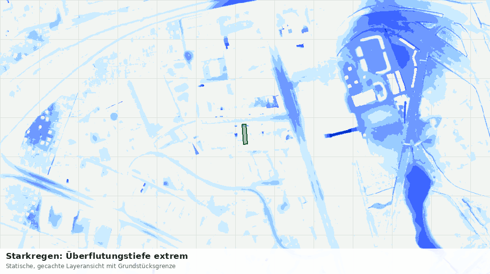 Statische Kartenansicht: Starkregen: Überflutungstiefe extrem