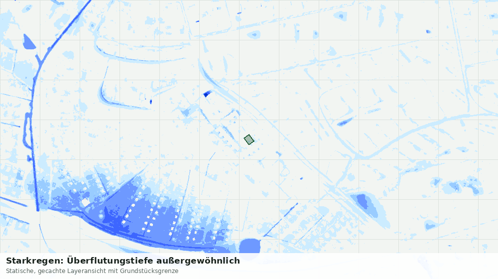 Statische Kartenansicht: Starkregen: Überflutungstiefe außergewöhnlich