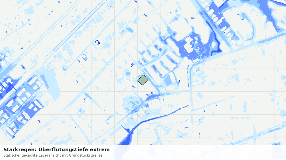 Statische Kartenansicht: Starkregen: Überflutungstiefe extrem