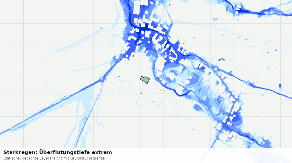 Statische Kartenansicht: Starkregen: Überflutungstiefe extrem