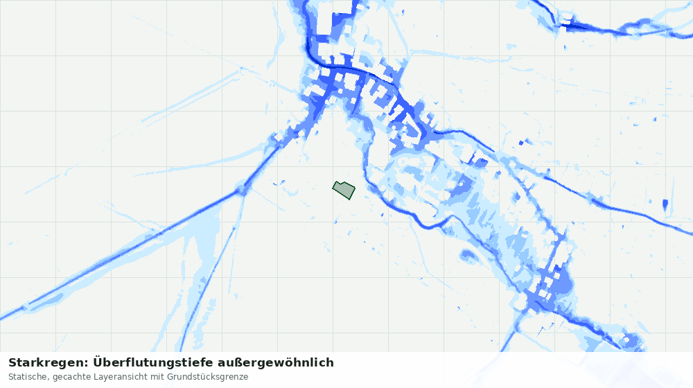 Statische Kartenansicht: Starkregen: Überflutungstiefe außergewöhnlich