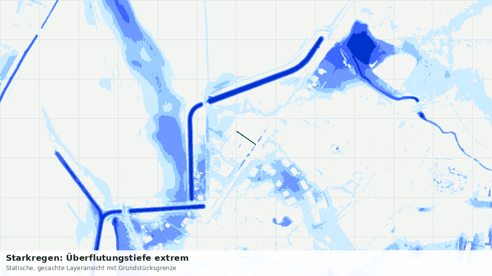 Statische Kartenansicht: Starkregen: Überflutungstiefe extrem