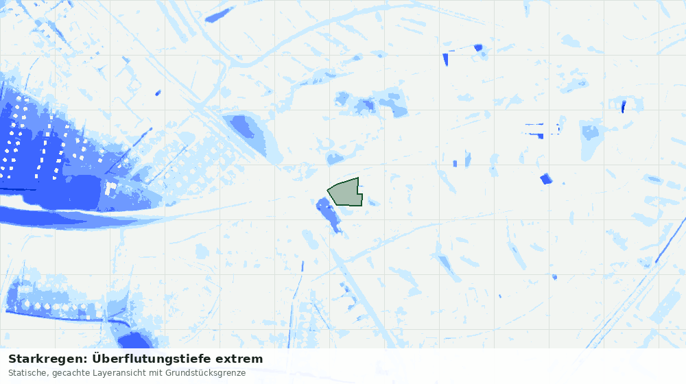 Statische Kartenansicht: Starkregen: Überflutungstiefe extrem