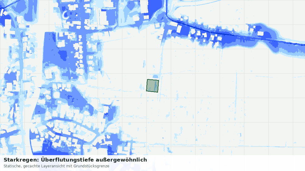 Statische Kartenansicht: Starkregen: Überflutungstiefe außergewöhnlich