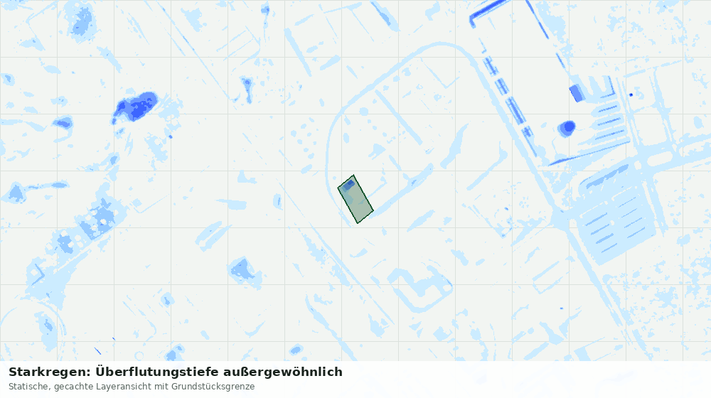 Statische Kartenansicht: Starkregen: Überflutungstiefe außergewöhnlich