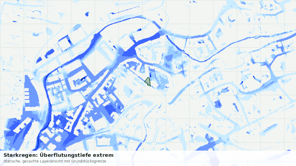 Statische Kartenansicht: Starkregen: Überflutungstiefe extrem