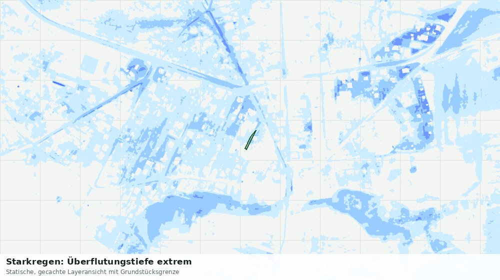 Statische Kartenansicht: Starkregen: Überflutungstiefe extrem