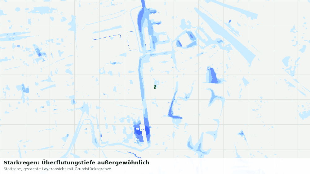 Statische Kartenansicht: Starkregen: Überflutungstiefe außergewöhnlich