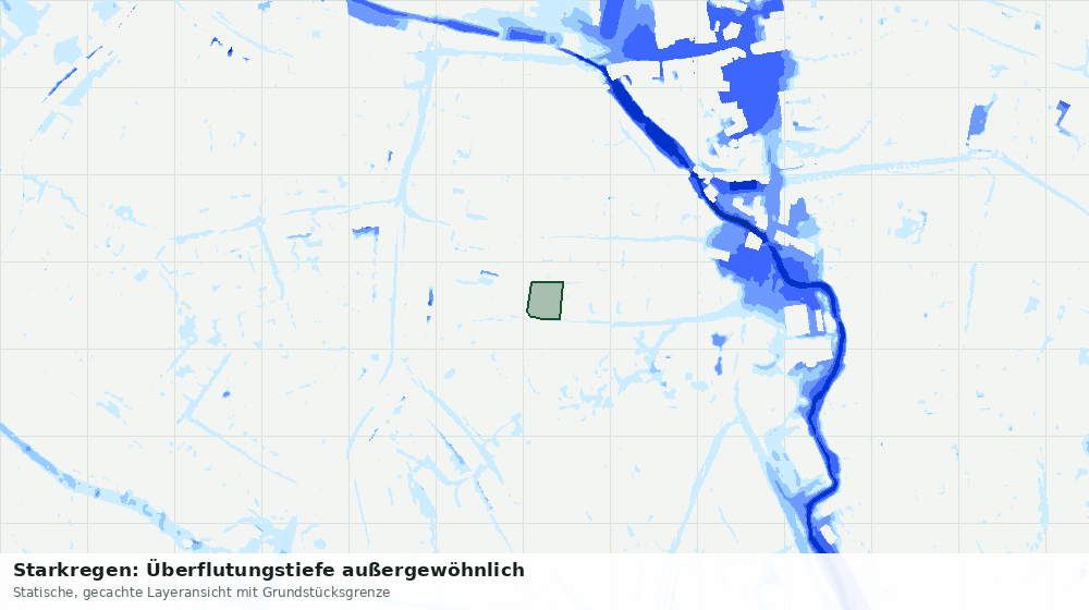 Statische Kartenansicht: Starkregen: Überflutungstiefe außergewöhnlich