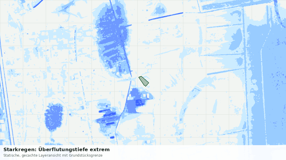 Statische Kartenansicht: Starkregen: Überflutungstiefe extrem