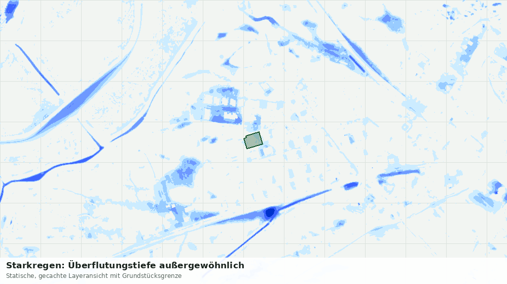 Statische Kartenansicht: Starkregen: Überflutungstiefe außergewöhnlich