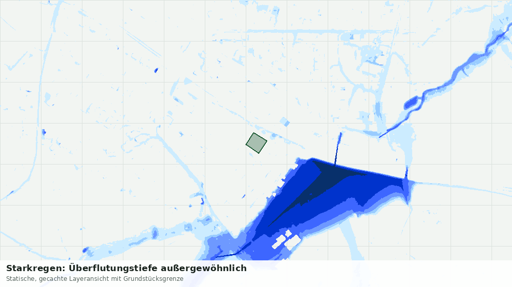 Statische Kartenansicht: Starkregen: Überflutungstiefe außergewöhnlich