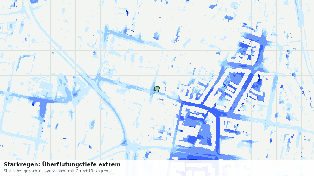 Statische Kartenansicht: Starkregen: Überflutungstiefe extrem