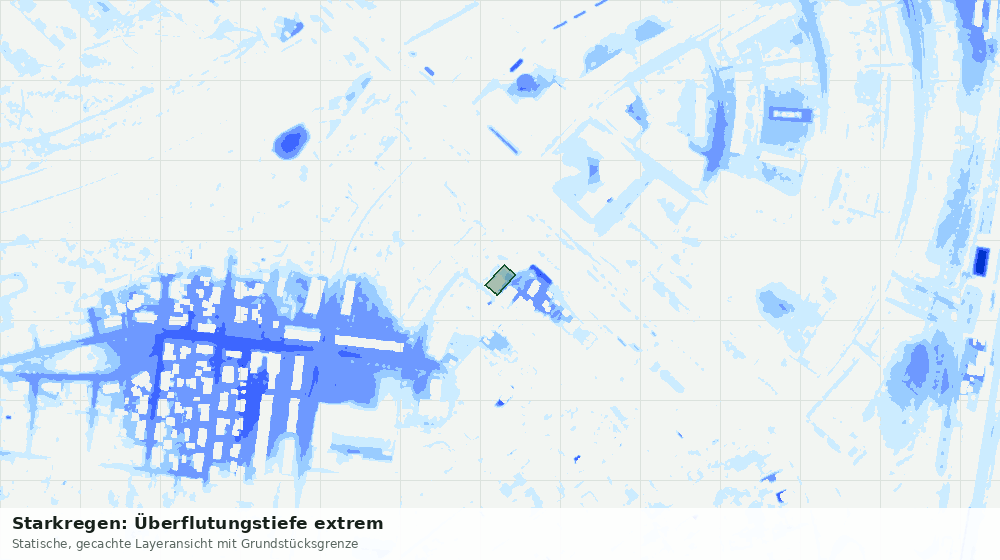 Statische Kartenansicht: Starkregen: Überflutungstiefe extrem