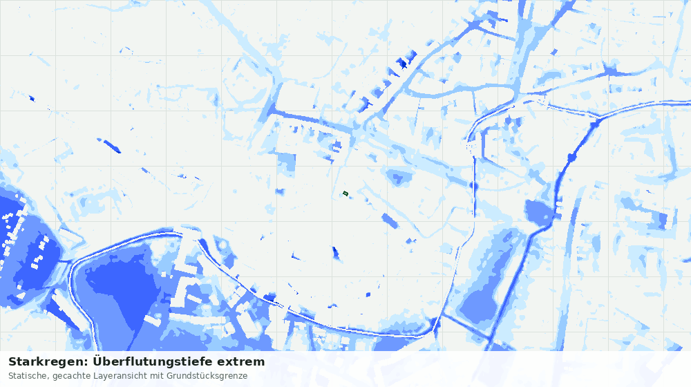 Statische Kartenansicht: Starkregen: Überflutungstiefe extrem