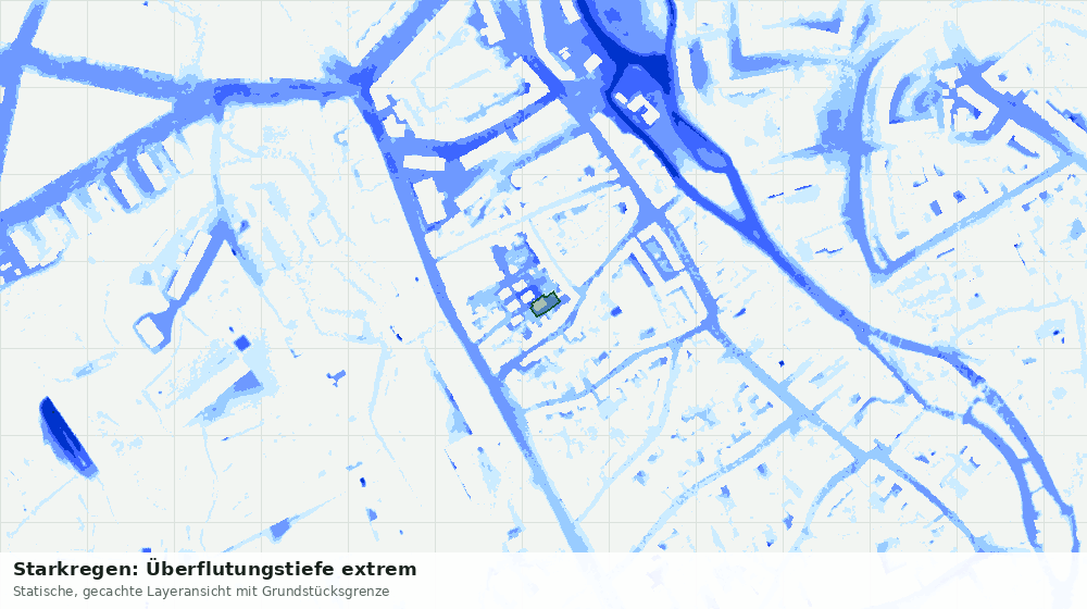 Statische Kartenansicht: Starkregen: Überflutungstiefe extrem