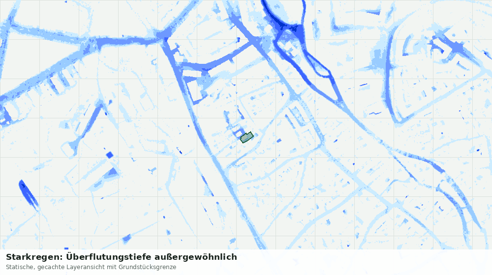 Statische Kartenansicht: Starkregen: Überflutungstiefe außergewöhnlich