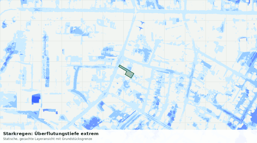 Statische Kartenansicht: Starkregen: Überflutungstiefe extrem