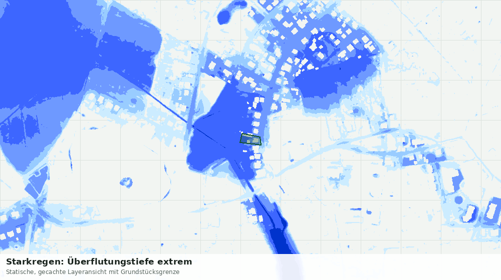 Statische Kartenansicht: Starkregen: Überflutungstiefe extrem