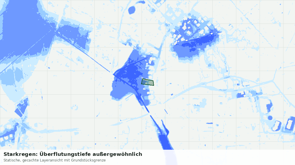 Statische Kartenansicht: Starkregen: Überflutungstiefe außergewöhnlich