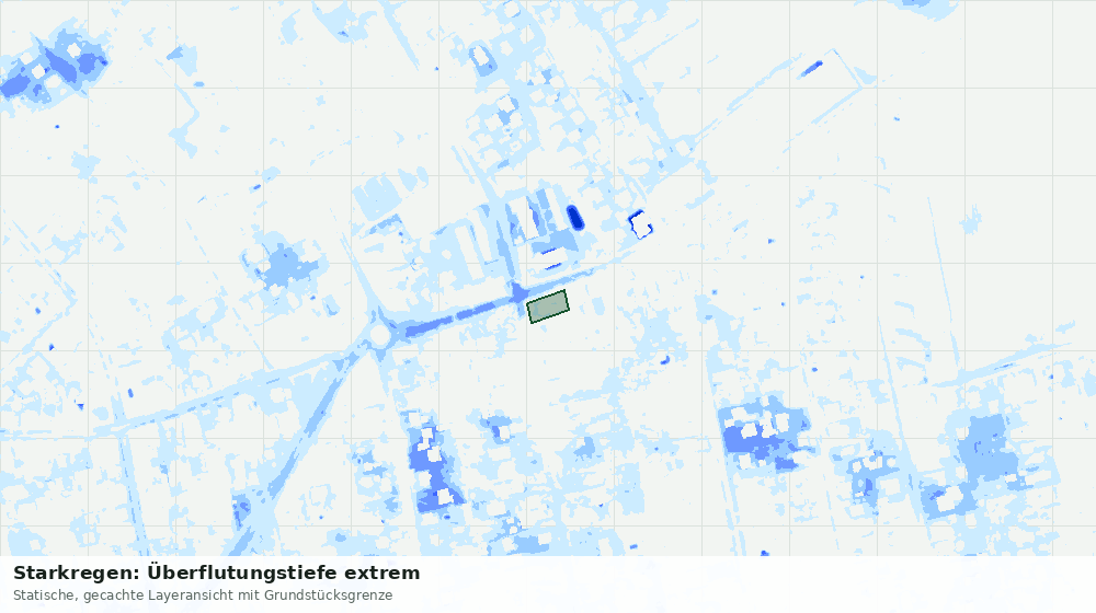 Statische Kartenansicht: Starkregen: Überflutungstiefe extrem