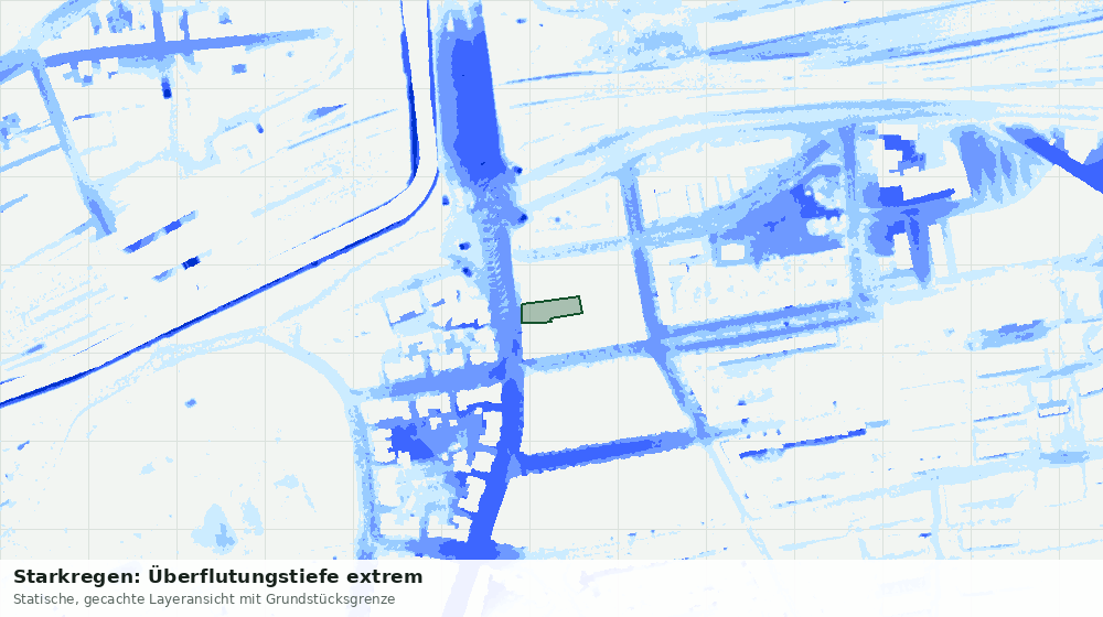 Statische Kartenansicht: Starkregen: Überflutungstiefe extrem