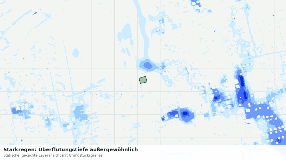 Statische Kartenansicht: Starkregen: Überflutungstiefe außergewöhnlich