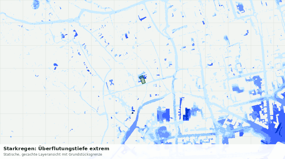 Statische Kartenansicht: Starkregen: Überflutungstiefe extrem