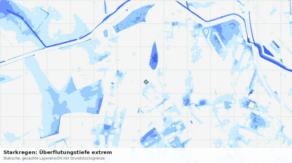 Statische Kartenansicht: Starkregen: Überflutungstiefe extrem
