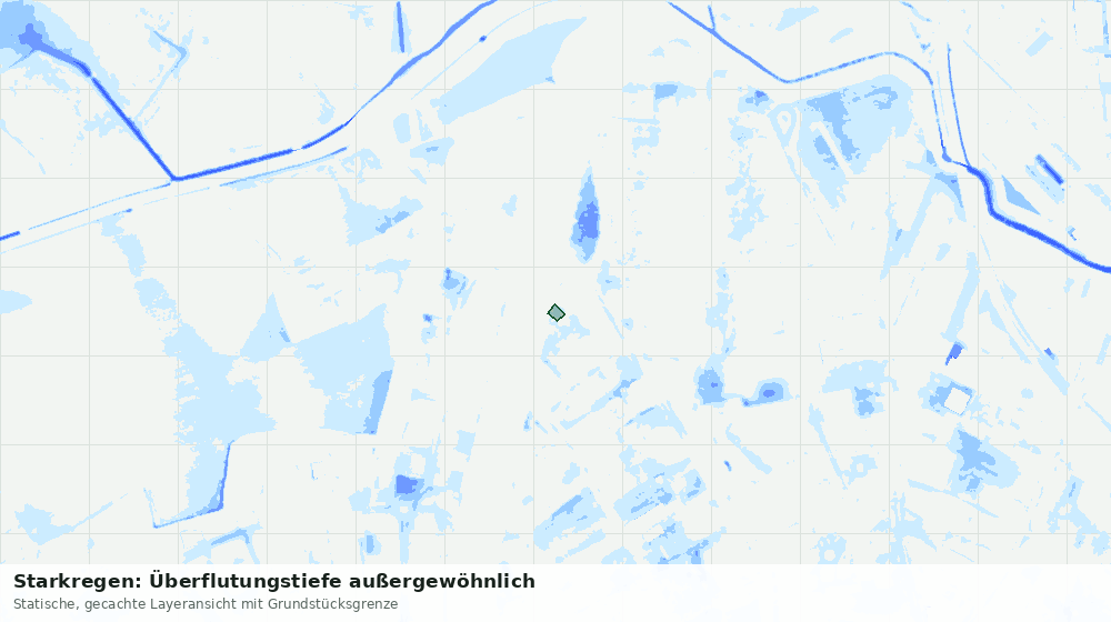 Statische Kartenansicht: Starkregen: Überflutungstiefe außergewöhnlich