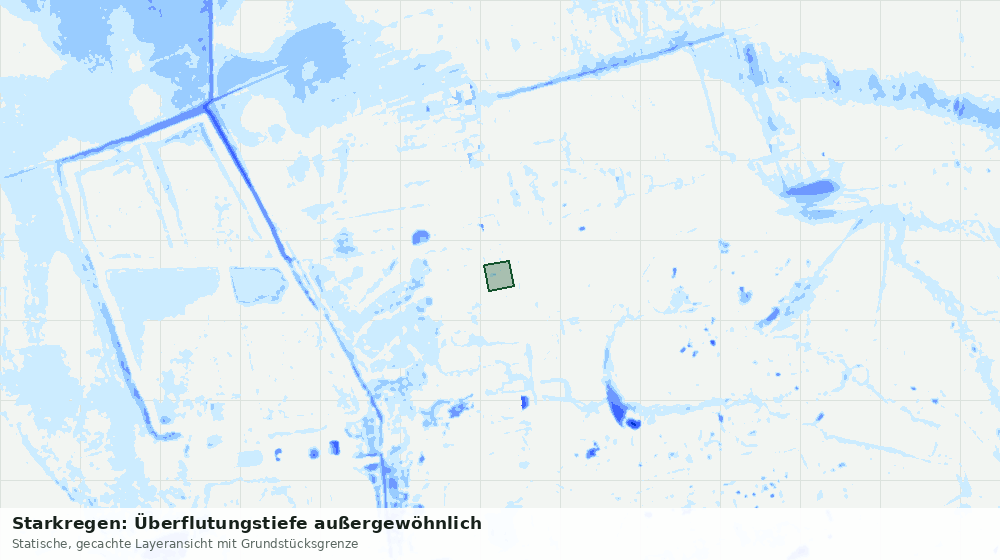 Statische Kartenansicht: Starkregen: Überflutungstiefe außergewöhnlich